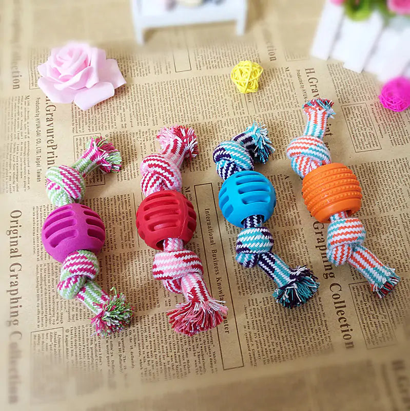 Rope and Rubber Ball Dog Toy