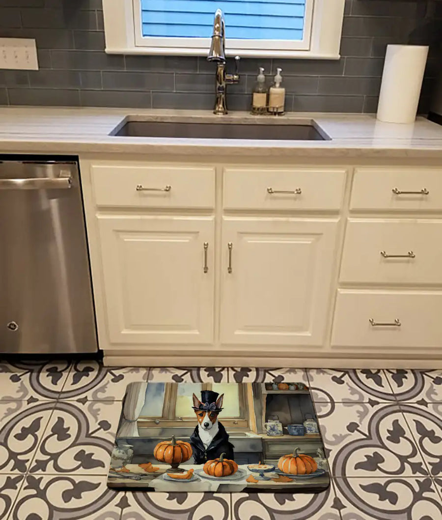 Basenji Fall Kitchen Pumpkins Memory Foam Kitchen Mat