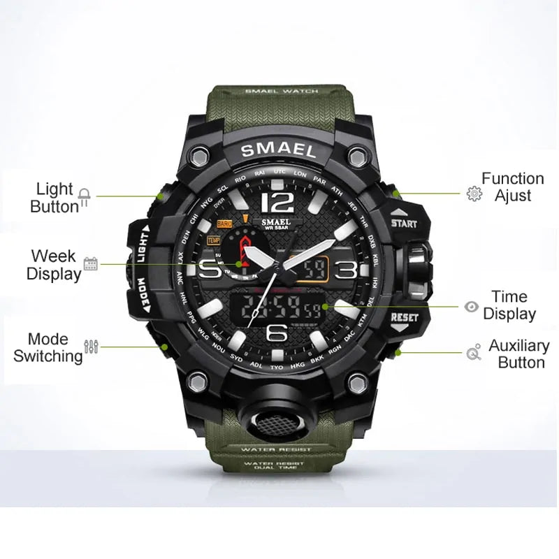 Men Sports Watches Dual Display