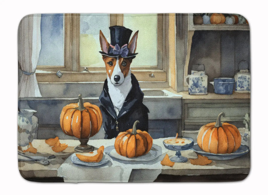 Basenji Fall Kitchen Pumpkins Memory Foam Kitchen Mat